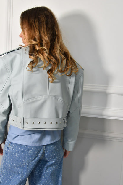 LUC LEATHER JACKET LIGHT BLUE