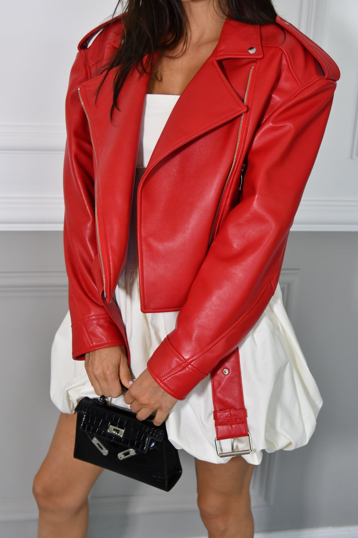 LUC LEATHER JACKET IN RED