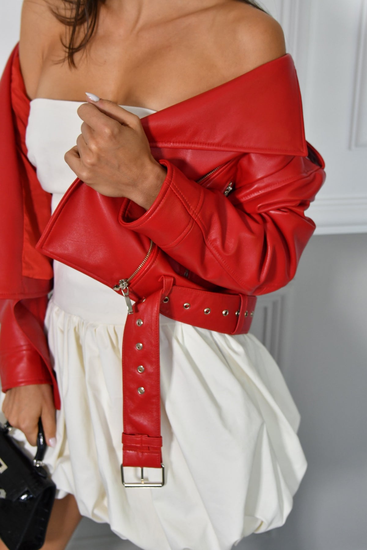 LUC LEATHER JACKET IN RED