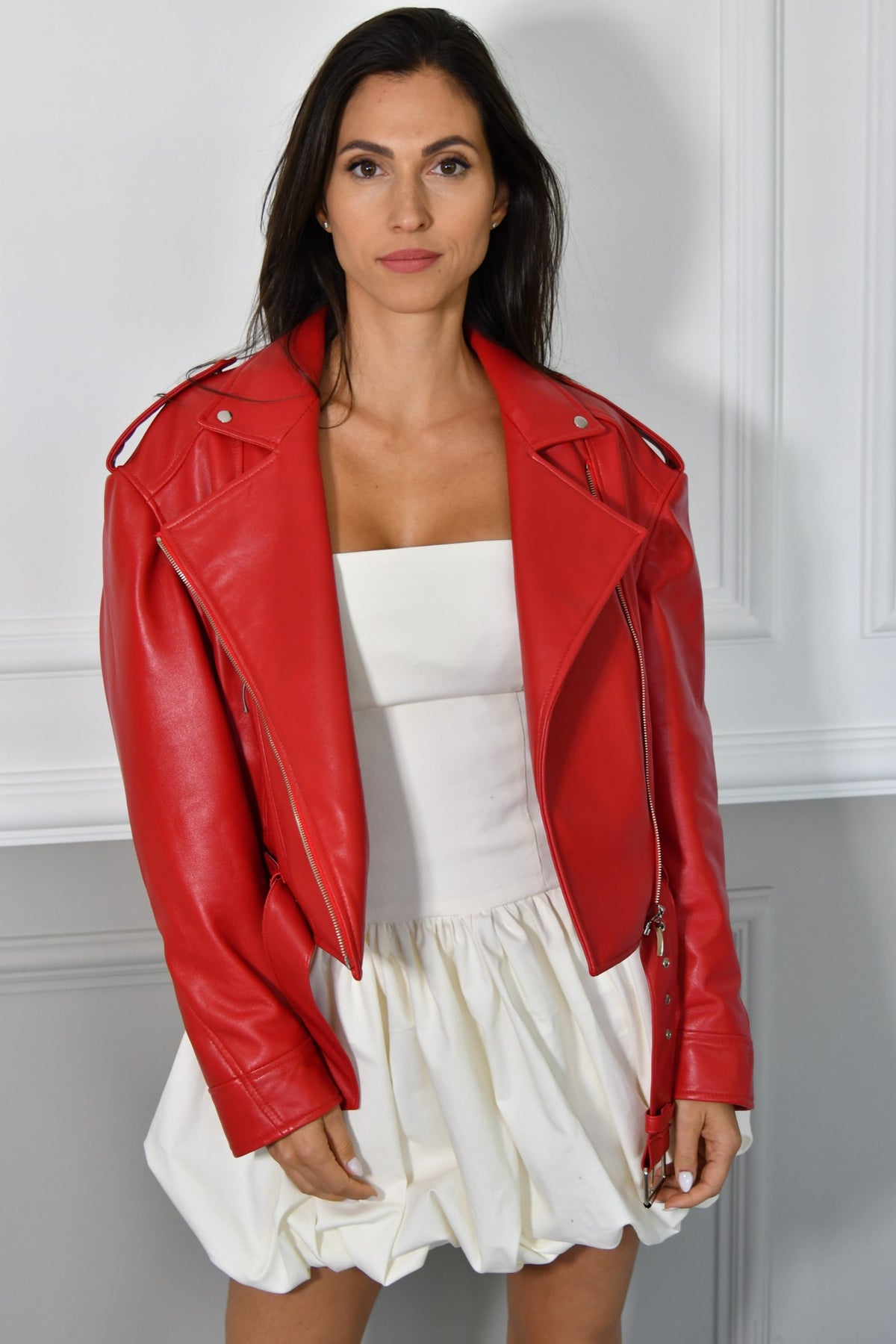 LUC LEATHER JACKET IN RED