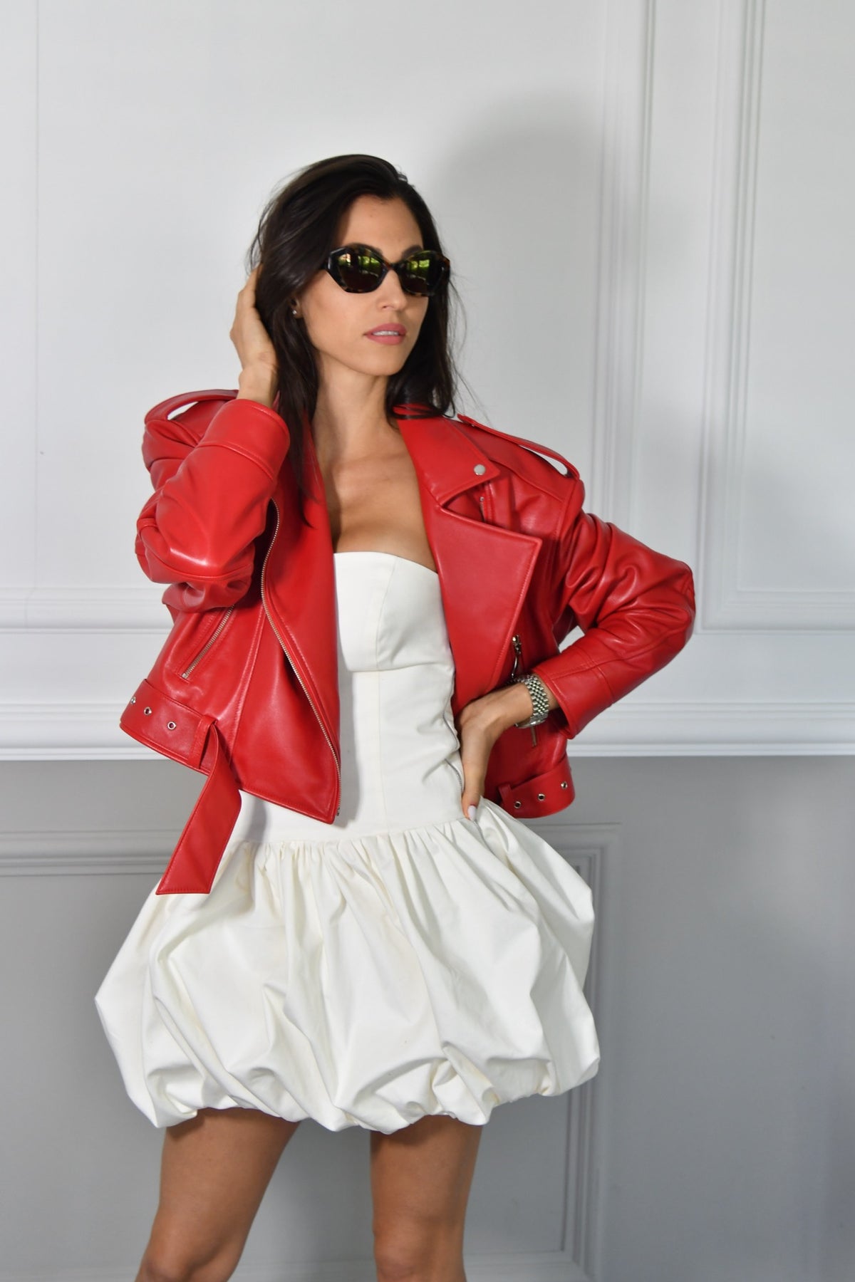 LUC LEATHER JACKET IN RED