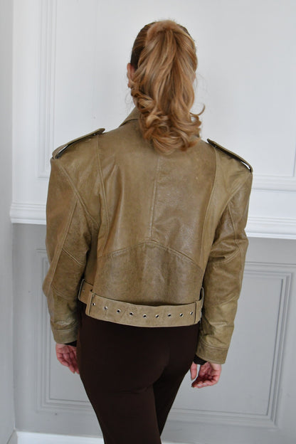 LUC LEATHER JACKET IN KHAKI