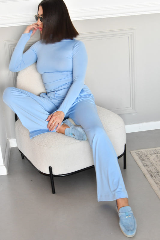 SABRINA TURTLE NECK TOP IN BLUE - ONE SIZE