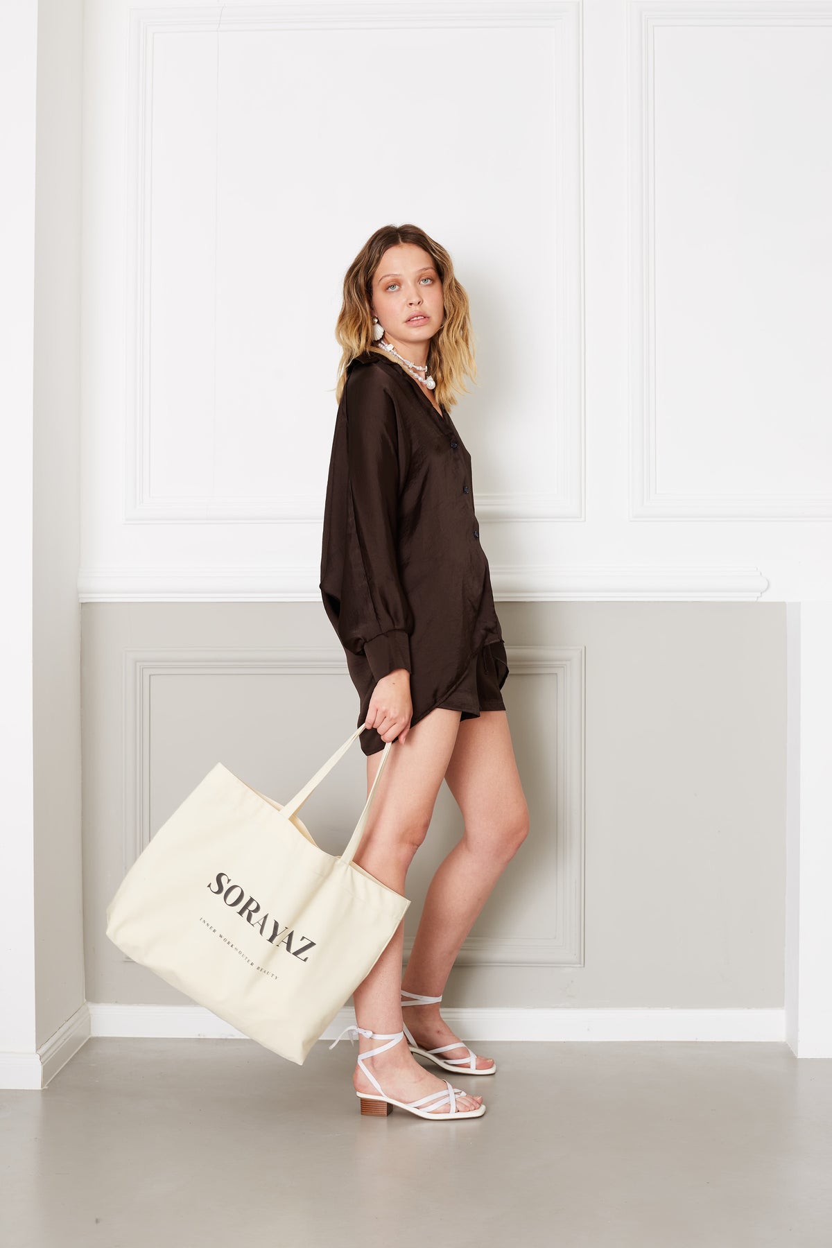 OLIVIA SHIRT AND SHORTS IN CHOCHOLATE BROWN