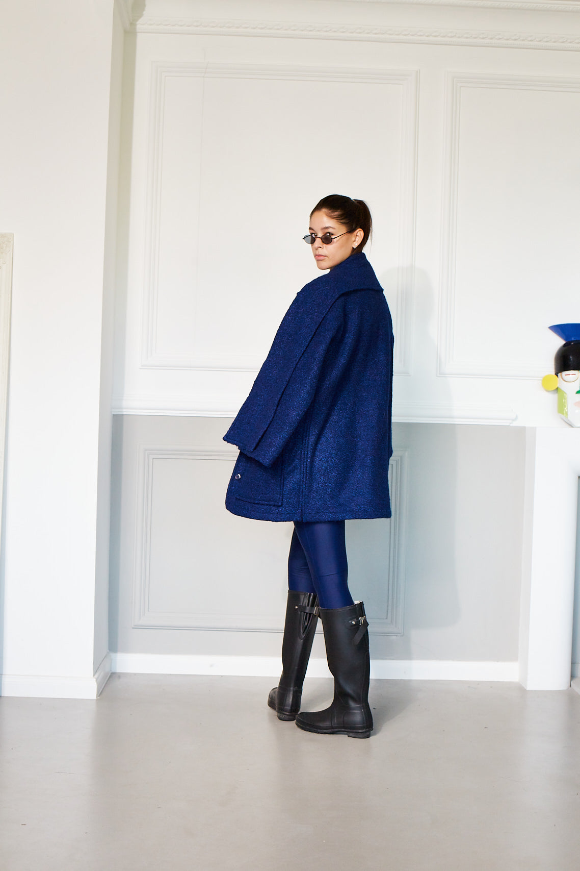 AYLA COAT WITH SCARF IN BLUE