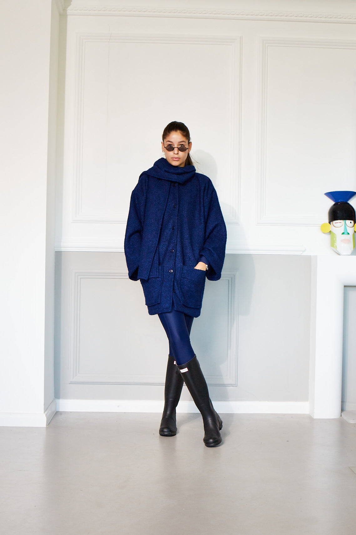 AYLA COAT WITH SCARF IN BLUE