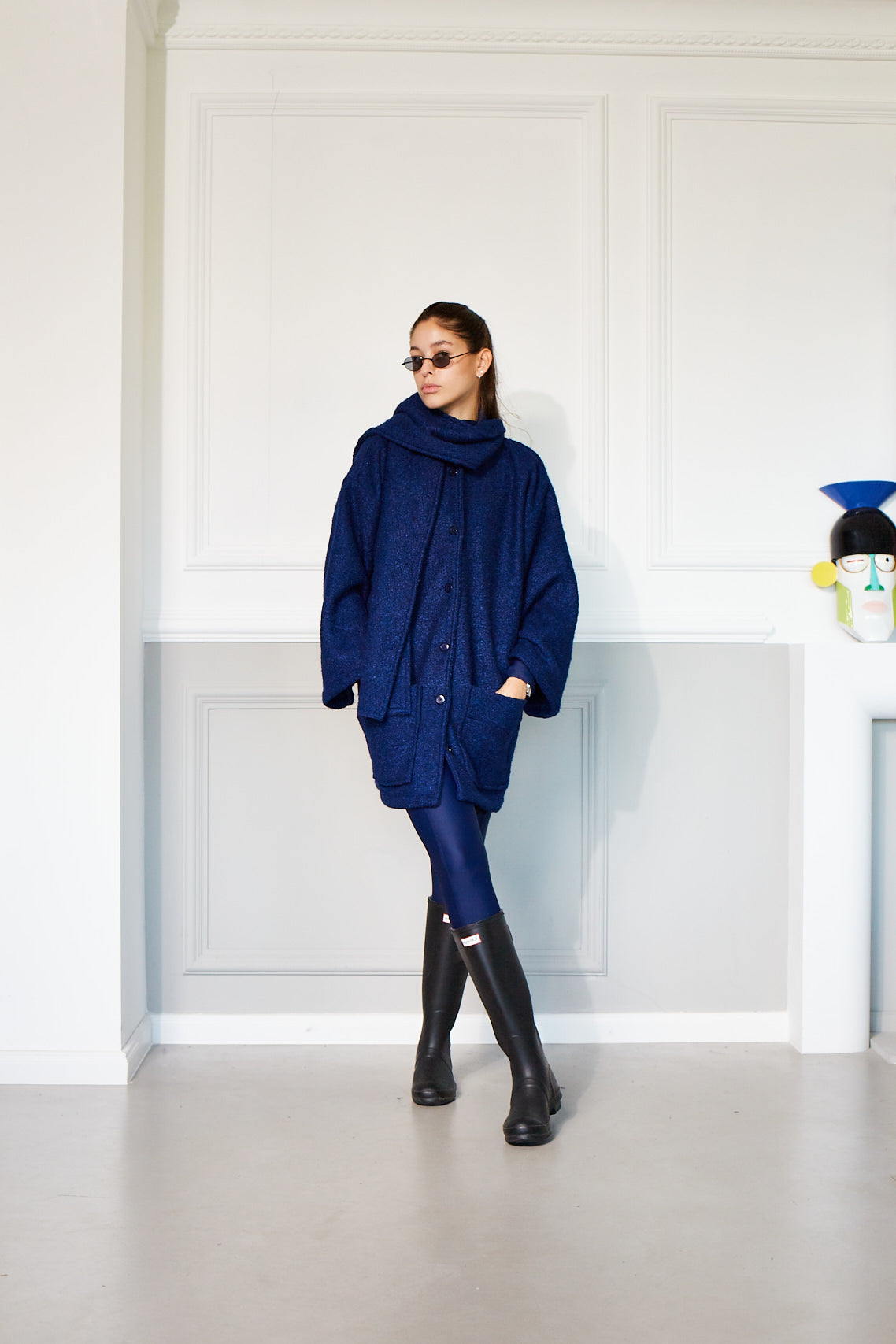 AYLA COAT WITH SCARF IN BLUE