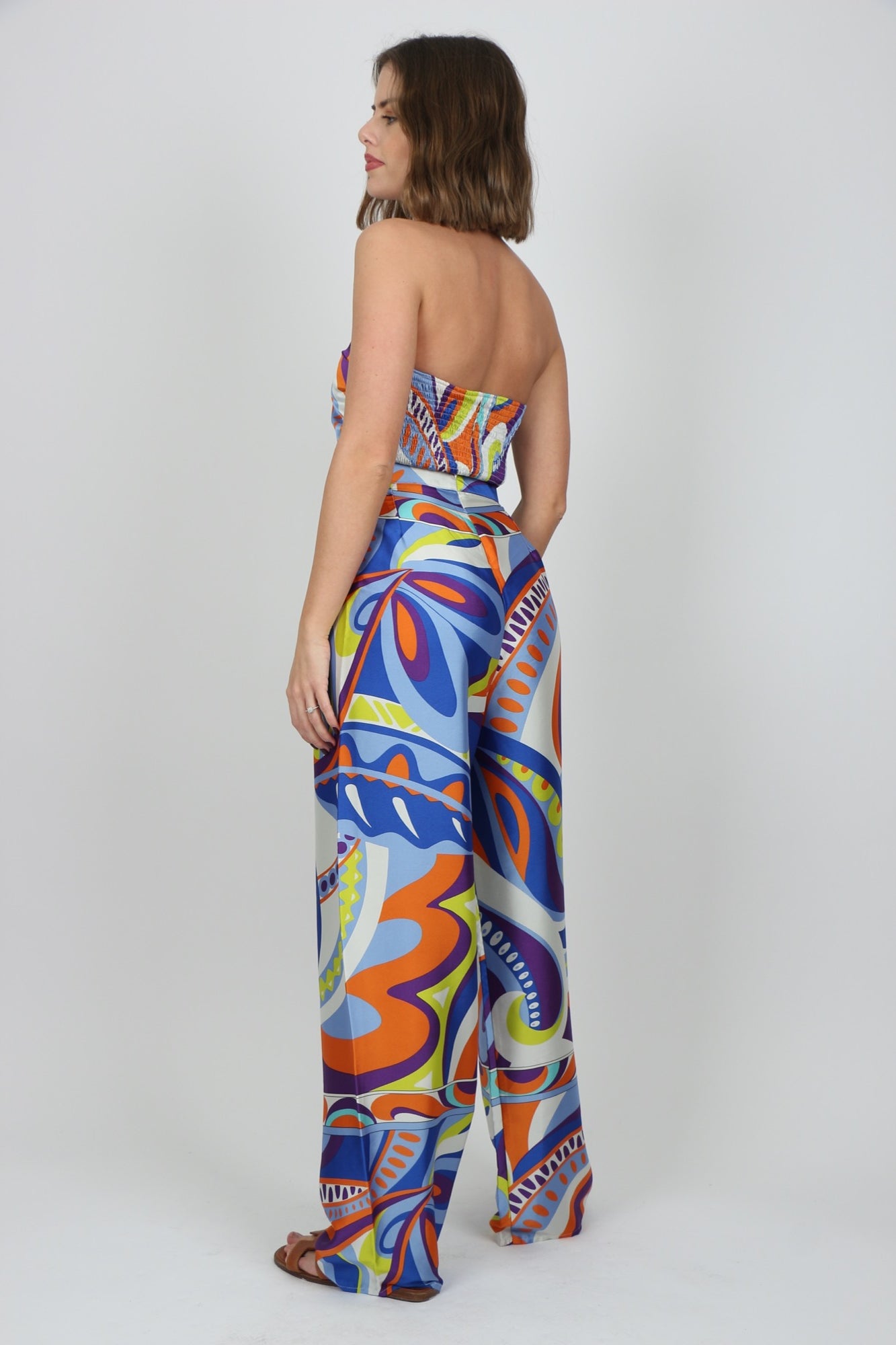 PAREE LONG PANTS AND TOP SET ORANGE/BLUE