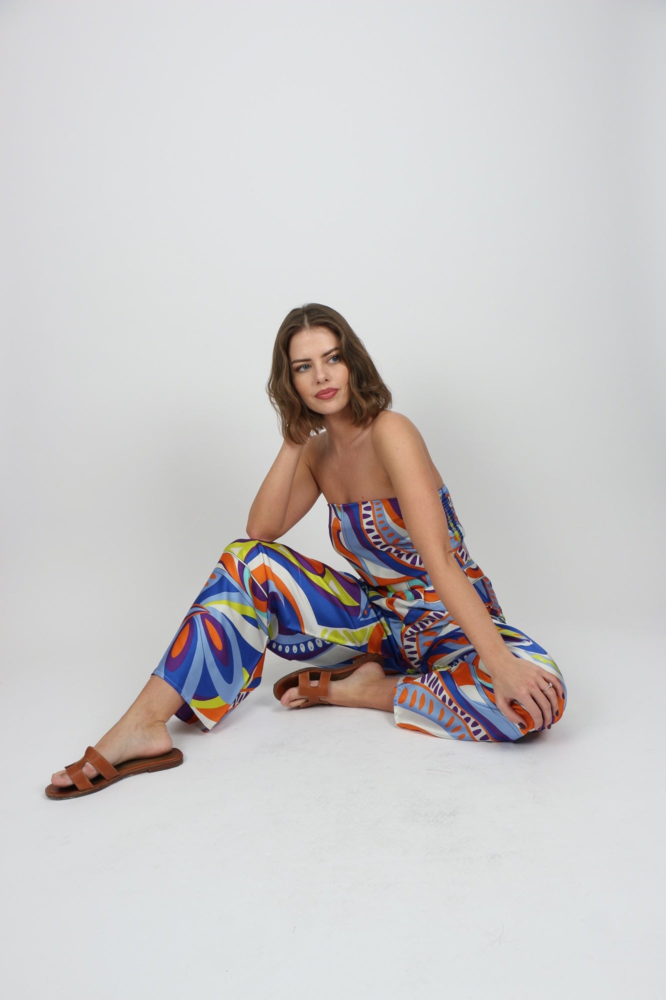 PAREE LONG PANTS AND TOP SET ORANGE/BLUE